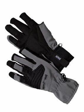 Patagonia Light Gray and Black Insulated Outdoor Gloves